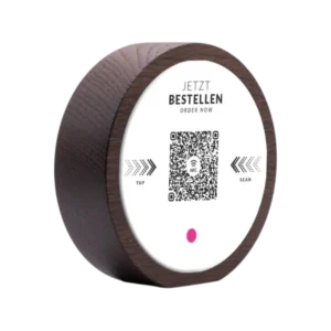 Runder Holz-Tischaufsteller inkl. NFC by Smoofdots